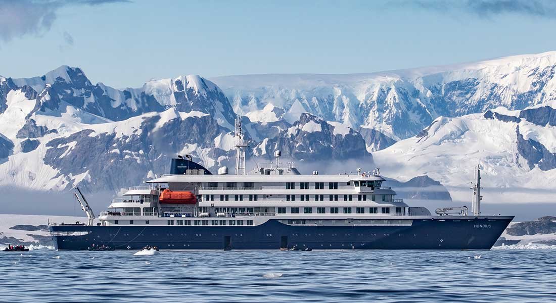 Ship Hondius during an Antarctica trip