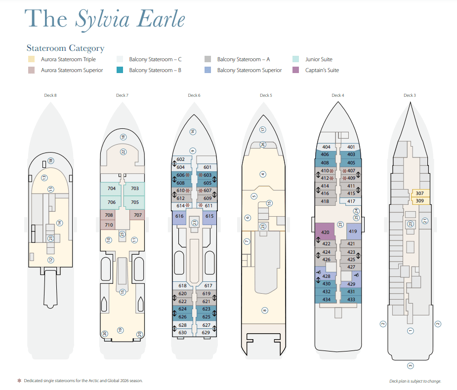 Sylvia Earle Deck Plan