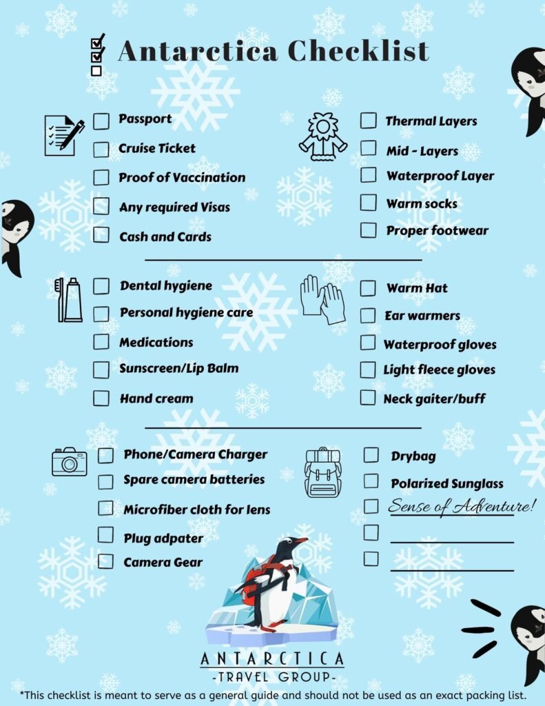 Checklist on how to pack to Antarctica