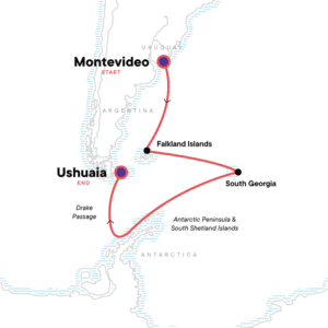 Itinerary map for G Adventures - Falklands, South Georgia & Antarctica