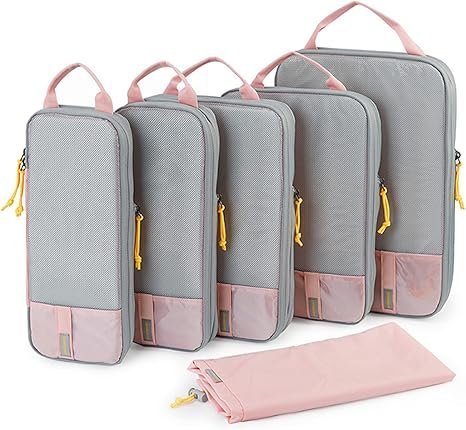 BAGSMART 6 Set Compression Packing Cubes - Lightweight Travel Essentials, Durable Luggage Organizer